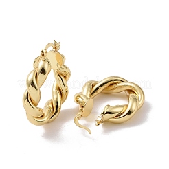 Rack Plating Brass Twist Rope Thick Hoop Earrings for Women&nbsp;LS-EJEW-G315-03G