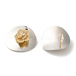 Rack Plating Brass Micro Pave Clear Cubic Zirconia Stud Earrings&nbsp;EJEW-B062-07B-PG