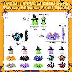 15Pcs 15 Styles Halloween Theme Silicone Focal Beads&nbsp;SIL-CJ0002-05