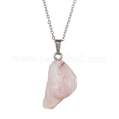 Rough Raw Natural Ferruginous Quartz Pendant Necklaces&nbsp;NJEW-JN04637-02