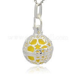 Silver Color Plated Brass Hollow Round Cage Pendants&nbsp;KK-J226-05S