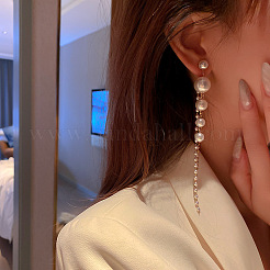 Alloy Rhinestone Round Tassel Stud Earrings&nbsp;FS-WGB449A-01