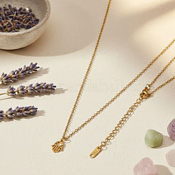 304 Stainless Steel Hollow Heart Hamsa Hand Pendant Cable Chain Necklaces for Women&nbsp;LS-VC2540