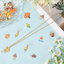 30Pcs 15 Styles Thanksgiving Day Light Gold Plated Alloy Pendants&nbsp;ENAM-SC0010-02