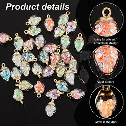 70Pcs 7 Colors Luminous Glass Teardrop Pendant&nbsp;GLAA-PH0002-75