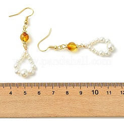 Shell Pearl and Natural Amber Dangle Earrings&nbsp;EJEW-JE07430