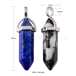 12Pcs 12 Style Natural Gemstone Double Terminated Pointed Pendants&nbsp;G-LS0001-74