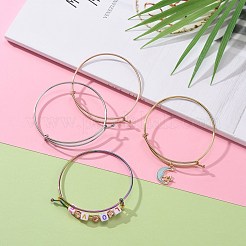 10Pcs 5 Color Adjustable Ion Plating(IP) 304 Stainless Steel Expandable Bangle Making&nbsp;BJEW-LS0001-01