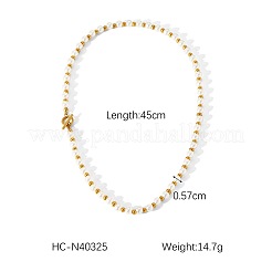 European 5.7MM Round Imitation Pearl & Stainless Steel Beaded OT Necklaces for Women&nbsp;ET2024