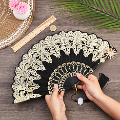 1Pc Polyester & Plastic Alloy Folding Fans&nbsp;AJEW-SP0003-75A
