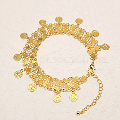 Fashion Brass Multi-layer Coin Tassel Anklets for Women&nbsp;FV4872