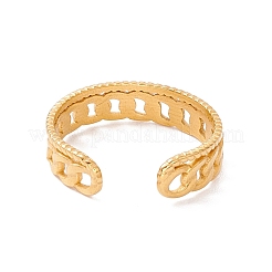 Ion Plating(IP) 304 Stainless Steel Curb Chains Shape Open Cuff Ring&nbsp;RJEW-H107-10G