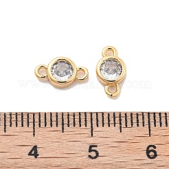 Brass Clear Cubic Zirconia Connector Charms&nbsp;KK-G516-12G
