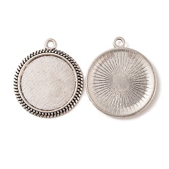 Tibetan Style Alloy Flat Round Pendant Cabochon Settings&nbsp;X-TIBEP-M022-54AS