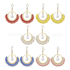 Flat Round Glass Dangle Earrings&nbsp;EJEW-MZ00705