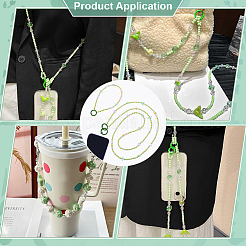 2Pcs Glass & Acrylic & Glass Seed Phone Strap&nbsp;HJEW-PH02157