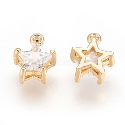Brass Cubic Zirconia Charms&nbsp;X-KK-R015-108G