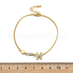 Brass Micro Pave Clear Cubic Zirconia Link Bracelets&nbsp;BJEW-U020-18G