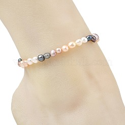 Natural Cultured Freshwater Pearl Beaded Anklets for Women&nbsp;AJEW-AN00876
