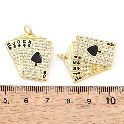 Brass Micro Pave Clear Cubic Zirconia & Black Enamel Pendants&nbsp;CU-CBA5CB0-18G