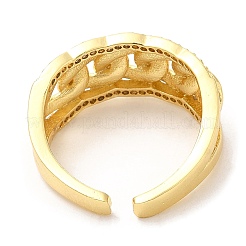 Rack Plating Brass Curb Chains Shape Open Cuff Ring with Cubic Zirconia&nbsp;RJEW-R138-01G