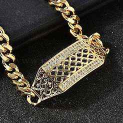 Brass Micro Pave Clear Cubic Zirconia Link Bracelets&nbsp;BJEW-F498-02B-G