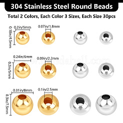 180Pcs 6 Style 304 Stainless Steel Beads&nbsp;STAS-BBC0003-88