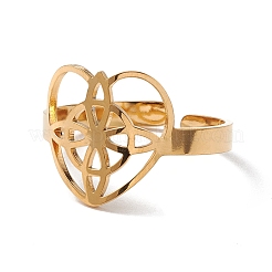 Heart with Sailor's Knot 304 Stainless Steel Open Cuff Ring for Women&nbsp;RJEW-E073-01G