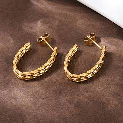 304 Stainless Steel Oval Stud Earrings&nbsp;EJEW-I320-18G