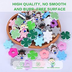 20Pcs 5 Colors Snowflake Food Grade Eco-Friendly Silicone Focal Beads&nbsp;SIL-SZ0001-21