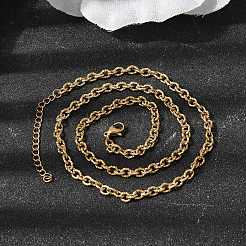 304 Stainless Steel Texture Cable Chain Necklaces&nbsp;NJEW-Z114-01G