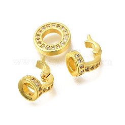 Rack Plating Ring Brass Micro Pave Cubic Zirconia Fold Over Clasps&nbsp;KK-F883-19G-01