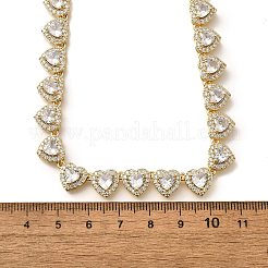 Brass Clear Cubic Zirconia Heart Link Chain Necklaces for Women&nbsp;NJEW-H057-02G