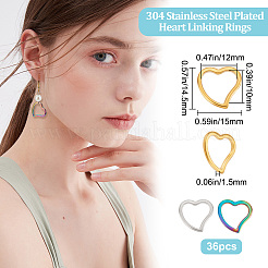 36Pcs 3 Colors 304 Stainless Steel Linking Rings&nbsp;STAS-BBC0001-93