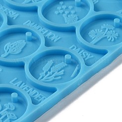 DIY Flat Round with Flower Pattern Pendant Food Grade Silicone Molds&nbsp;DIY-G083-07