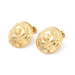 304 Stainless Steel Hammered Textured Flat Round Stud Earrings&nbsp;EJEW-K268-50G