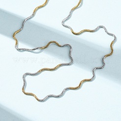 1.5MM Two Tone 304 Stainless Steel Wave Snake Chain Necklaces for Women&nbsp;NJEW-G194-01GP