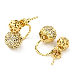 Rack Plating Brass Micro Pave Cubic Zirconia Ball Stud Earrings for Women&nbsp;EJEW-O001-07G