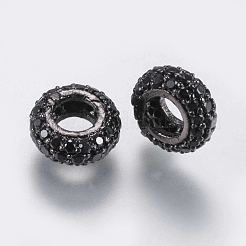 Brass Micro Pave Cubic Zirconia Beads&nbsp;ZIRC-G132-03B