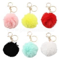 Faux Rabbit Fur Pom Pom Ball Keychain&nbsp;KEYC-FS00031-02