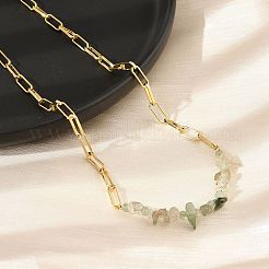 Natural Prehnite Chip Beaded Necklaces&nbsp;NJEW-C070-04G-04