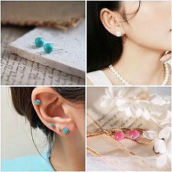 100Pcs 10 Styles Brass Studs Earrings Finding&nbsp;KK-TA0001-83