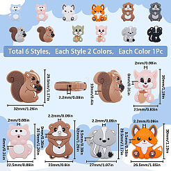 12Pcs 12 Style Food Grade Eco-Friendly Silicone Focal Beads&nbsp;SIL-SC0001-53
