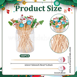 100Pcs Christmas Theme Disposable Bamboo Sticks&nbsp;AJEW-UN0002-64