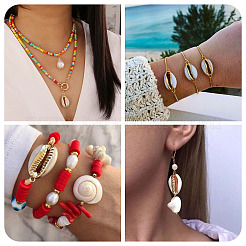 24Pcs 4 Styles Electroplate Cowrie Shell Link Connectors Charms and Pendants&nbsp;SHEL-TA0001-25