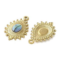 Teardrop 304 Stainless Steel Natural Paua Shell/White Shell Pendants Ion Plating(IP)&nbsp;STAS-U037-09G-02