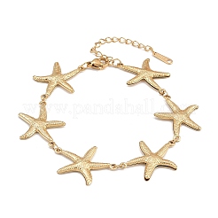 304 Stainless Steel Starfish Link Bracelets for Women&nbsp;BJEW-G759-01G