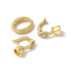 Brass Micro Pave Clear Cubic Zirconia Fold Over Clasps&nbsp;KK-M320-11G