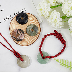 5Pcs 5 Styles Natural Green Aventurine & Rhodonite & Labradorite & Obsidian & Agate Pendants&nbsp;G-SP0001-38