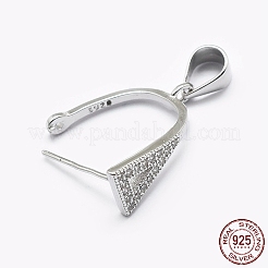 Anti-Tarnish Rhodium Plated 925 Sterling Silver Micro Pave Cubic Zirconia Pendant Bails&nbsp;STER-P034-47P